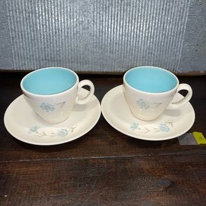 2 PC Mid-Century Taylor Smith & Taylor Boutonniere Teacup and Saucer‎ Ever Yours